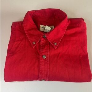 Eddie Bauer Short Sleeve Casual Button Down Shirt Red Size Large Tall
